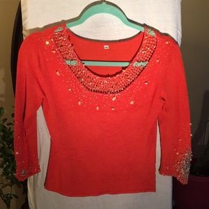 Orange Embellished Top